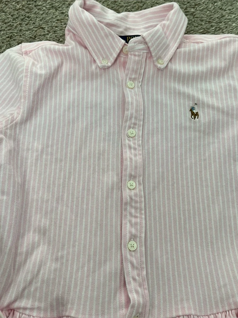 Polo by Ralph Lauren Pink Stripe Button-Front Kids Dress Size 16